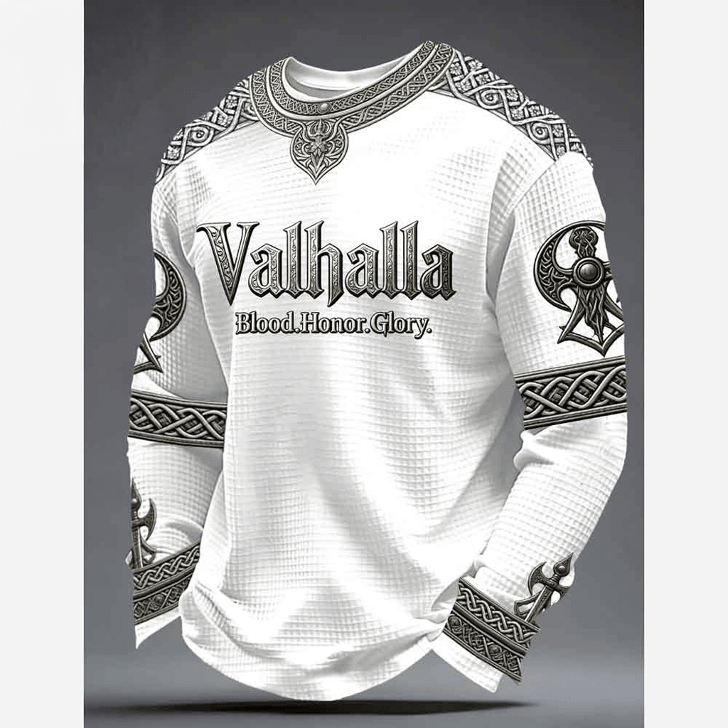 Valhalla Viking Waffle Long Sleeve T-Shirt Good Father's Day Gifts For Dad