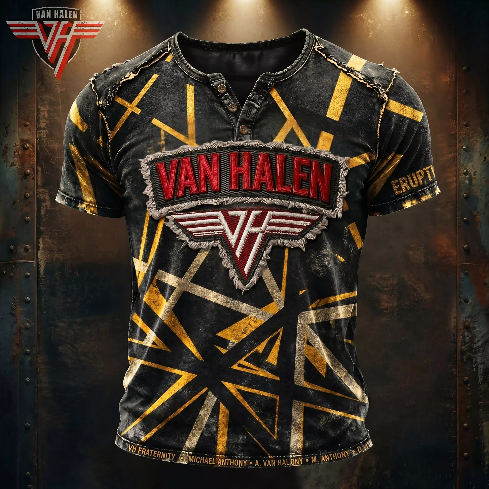 Van Halen Eruption Henley Shirt Van Halen Merch Music Lover Gift Ideas For Him