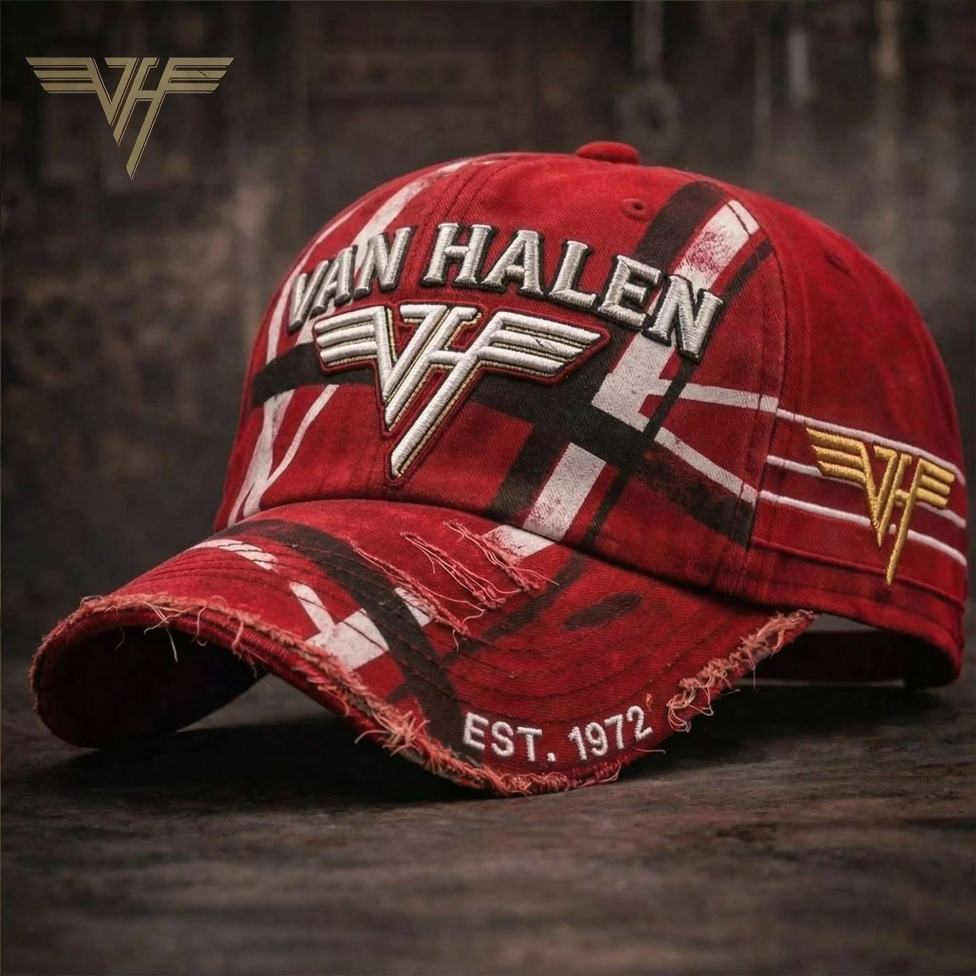 Van Halen Est 1972 Distressed Hat Embroidered Van Halen Merch Gifts For Music Lovers
