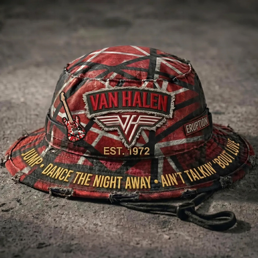 Van Halen Iconic Frankenstrat Rock And Roll Bucket Hat Van Halen Merch Gift For Band Fans