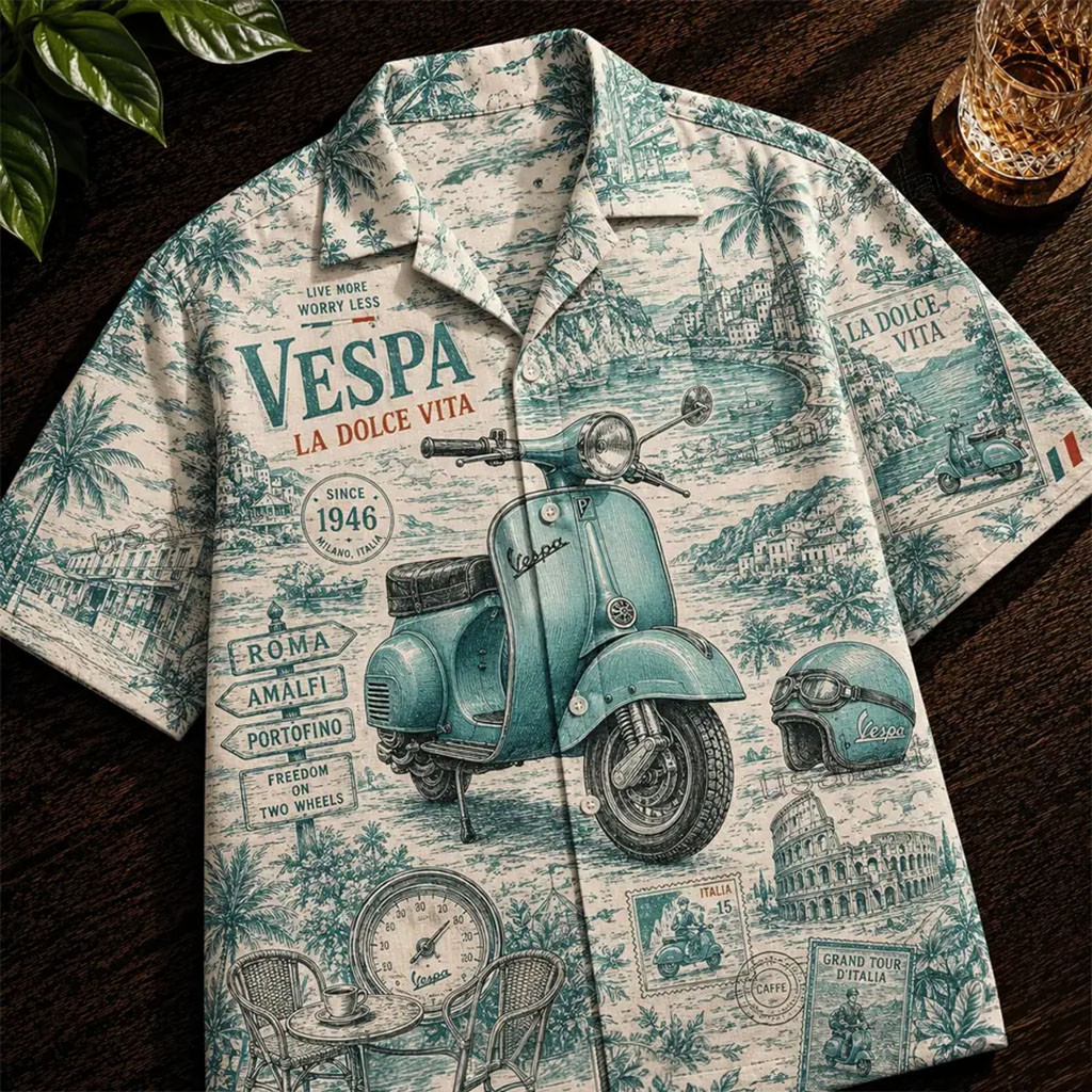 Vespa Summer Tropical Hawaiian Shirt Cool Summer Shirt Gifts For Car Lovers