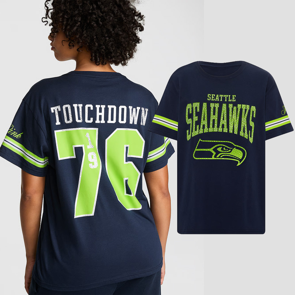 Victoria Secret NFL Merch 2026 Seattle Seahawks Campus T-Shirt Seahawks Merch Her Gifts