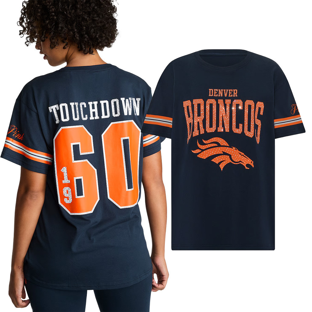 Victoria Secret NFL Merch 2026 Touchdown 1960 Denver Broncos Campus T-Shirt Broncos Merch