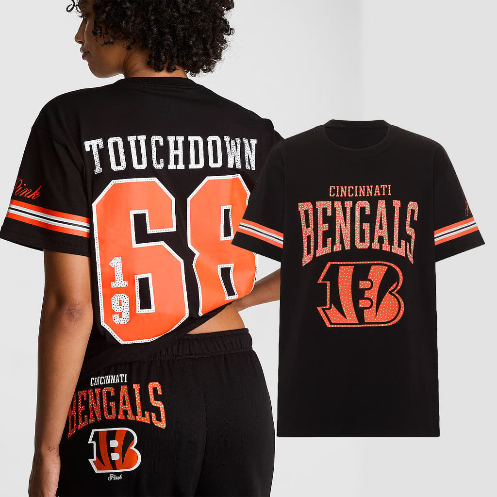 Victoria Secret NFL Merch 2026 Touchdown 1968 Cincinnati Bengals Campus T-Shirt Bengals Merch