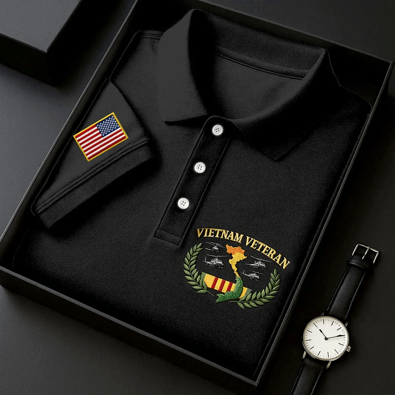 Vietnam Veteran Polo Shirt Proud Honoring Military Patriotic Apparel Vietnam Veteran Gifts - Image 2