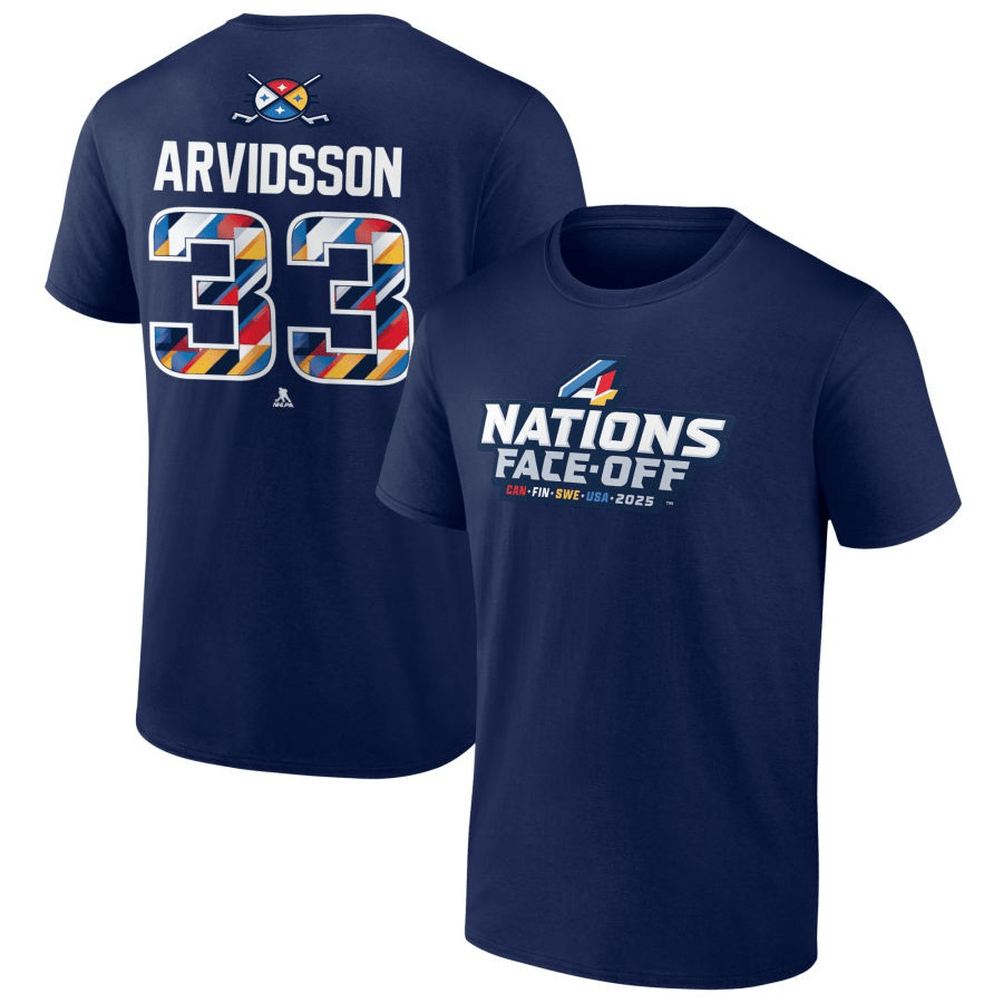 Viktor Arvidsson 2025 4 Nations Face-Off Pick-A-Player Navy T-Shirt