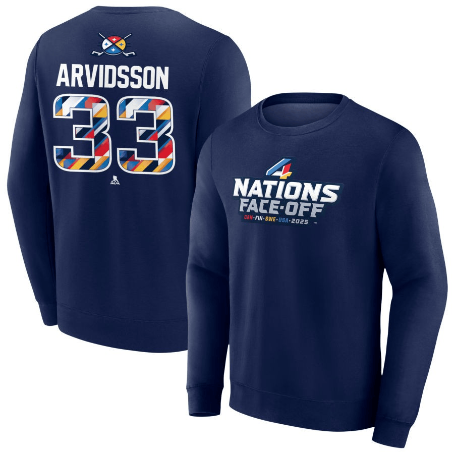 Viktor Arvidsson 2025 4 Nations Face-Off Pick-A-Player Pullover Navy Sweatshirt