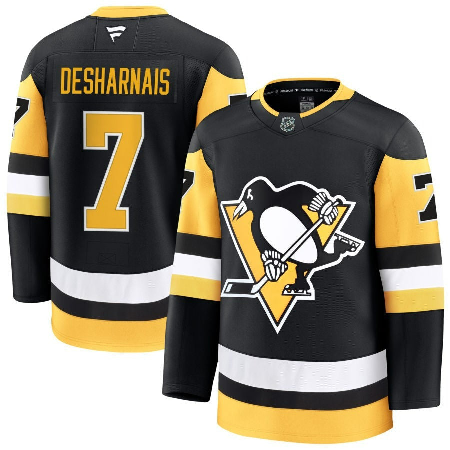 Vincent Desharnais Pittsburgh Penguins 2025 Home Premium Black Jersey 1 Vincent Desharnais Pittsburgh Penguins 2025 Home Premium Black Jersey