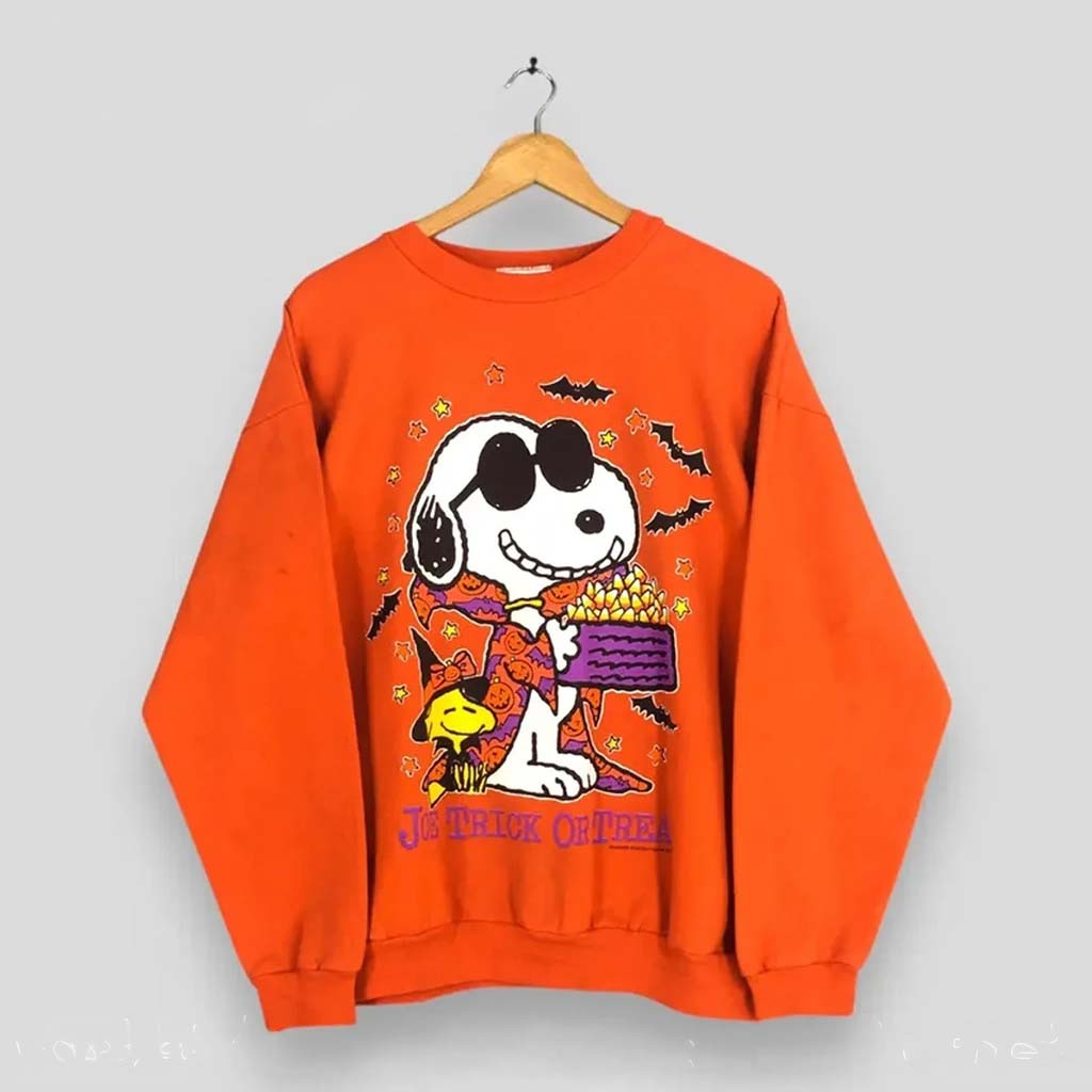 Vintage 90s Peanuts Snoopy Halloween Pumpkin Sweatshirt Cartoon Joe Trick Or Treat Sweatshirt
