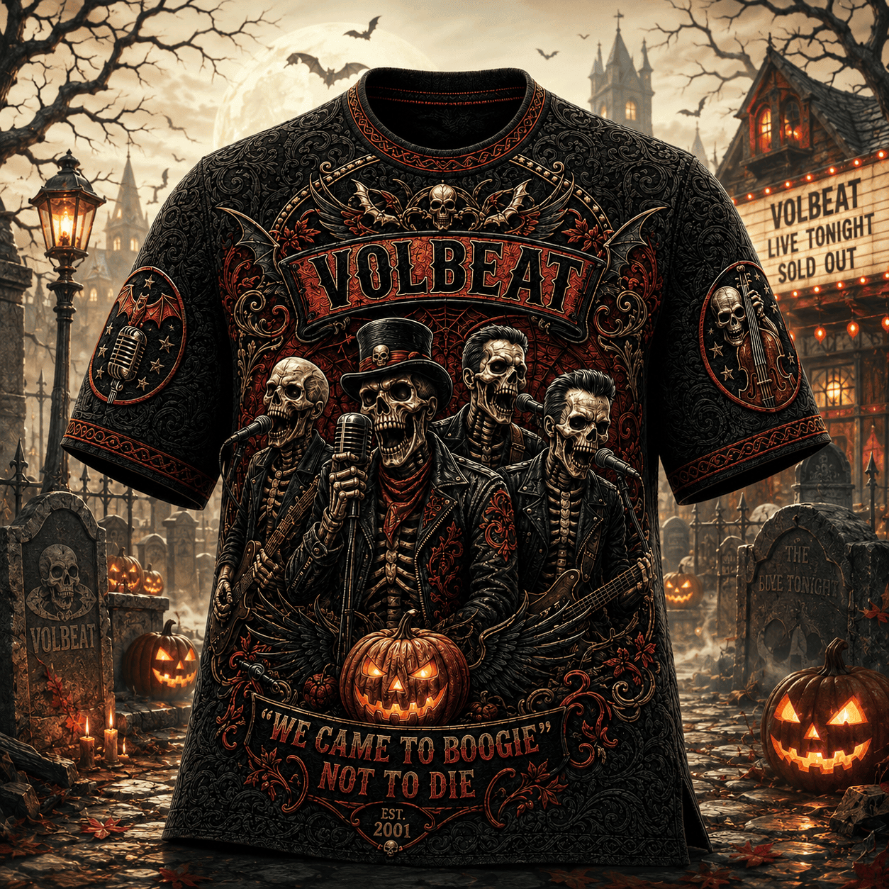 Volbeat Halloween Merch We Came To Boogie Not To Die T-Shirt Gift for Rock Music Lovers
