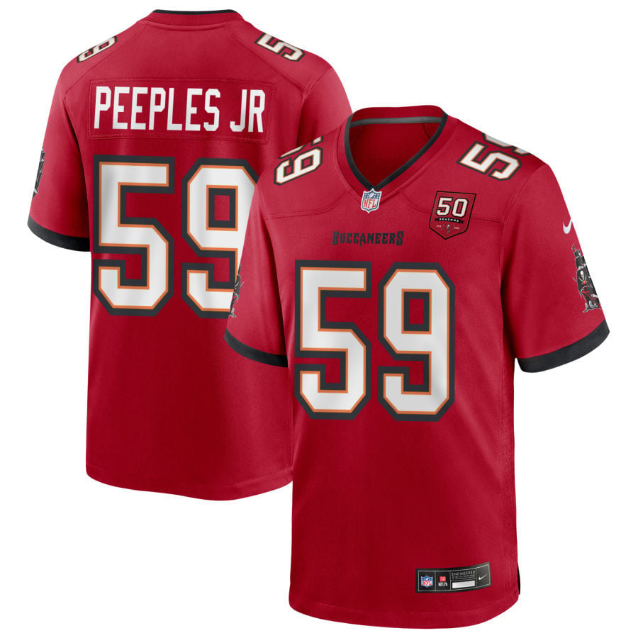 Warren Peoples Jr Tampa Bay Buccaneers 2025 50th Season Game Jersey - Red
