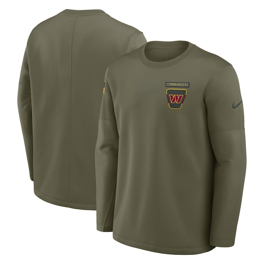 Washington Commanders 2025 Salute to Service Sideline Coaches Therma-FIT Long Sleeve Shirt - Olive