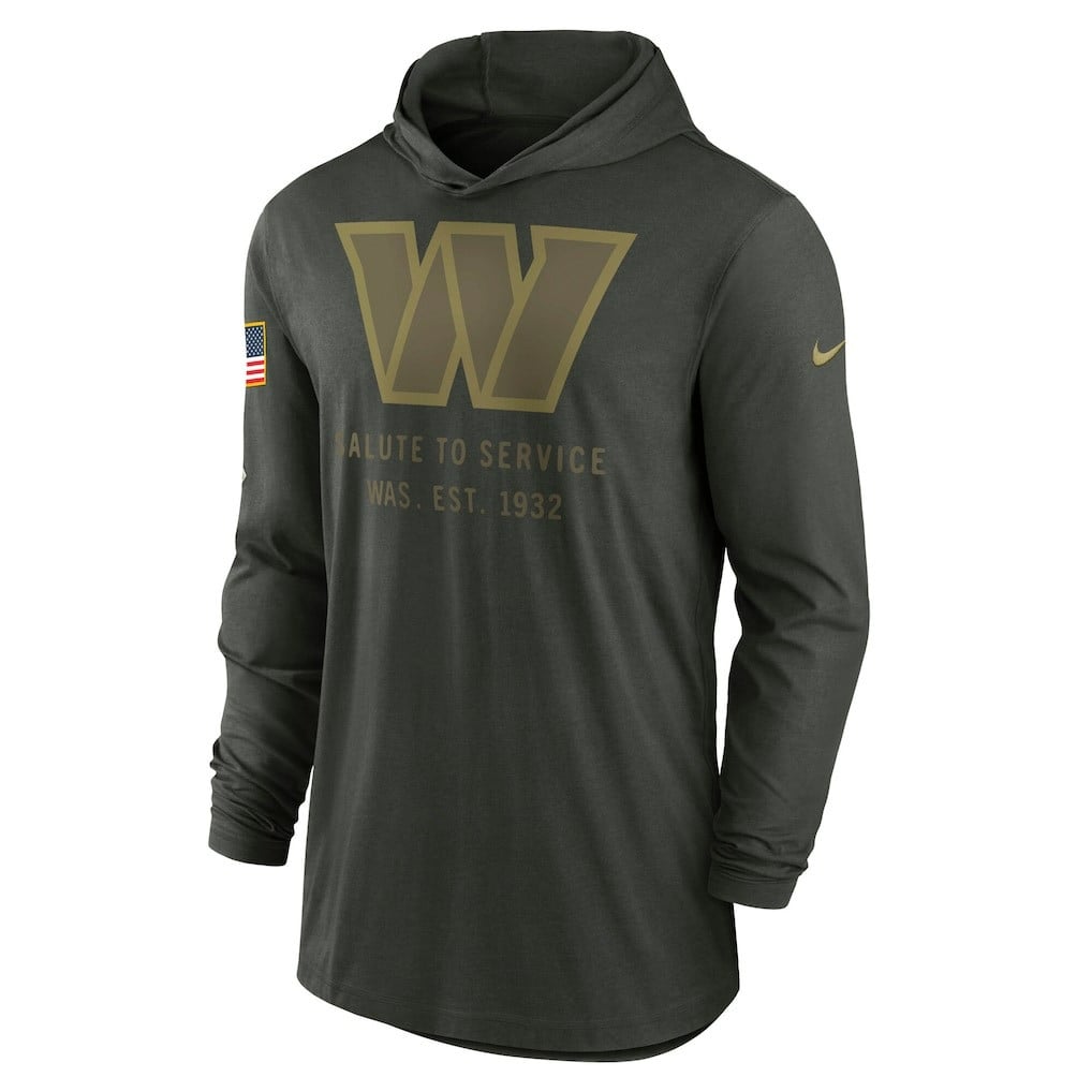 Washington Commanders 2025 Salute to Service Sideline Dri-FIT Lightweight Hooded Pullover - Forest Green - Image 2