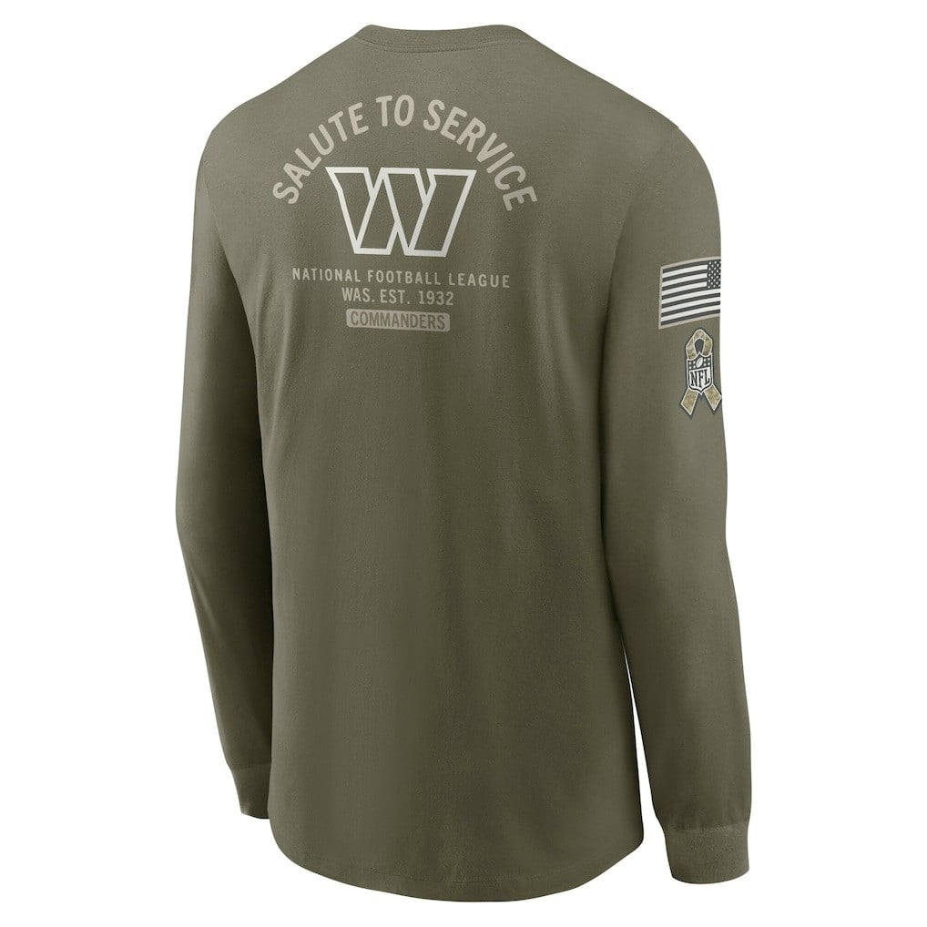 Washington Commanders 2025 Salute to Service Sideline Long Sleeve T-Shirt - Olive - Image 3