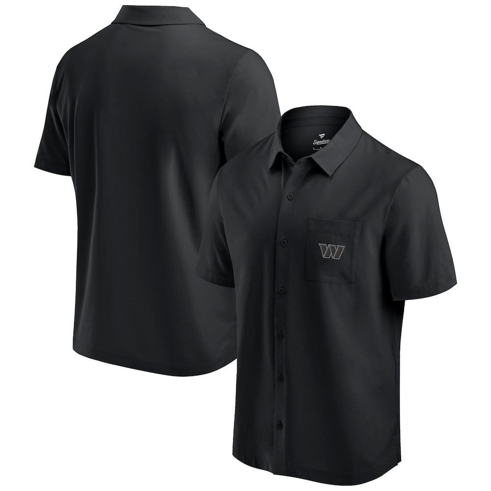 Washington Commanders Merch - Men's Fanatics Front Office Button-Up Shirt, Black - American Football Fan Gifts