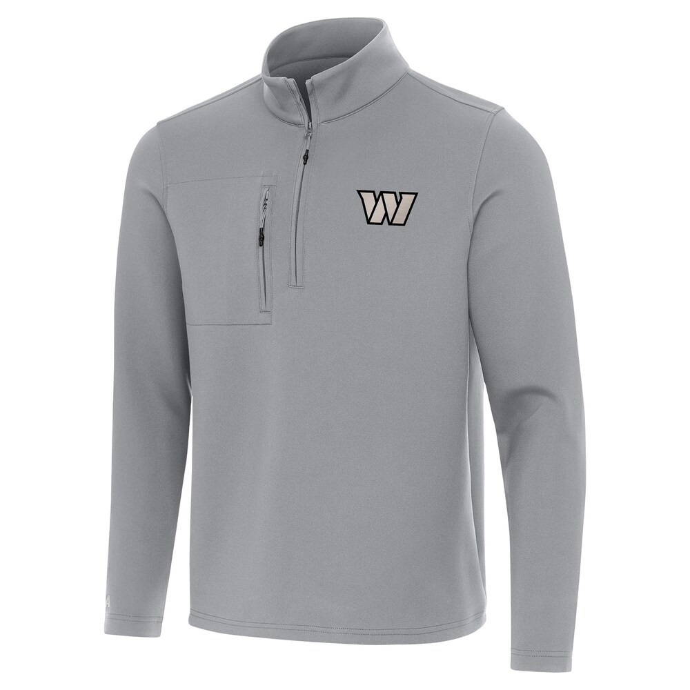 Washington Commanders Merch - Men's Gray Insider Quarter-Zip Jacket - Antigua - Football Related Gifts