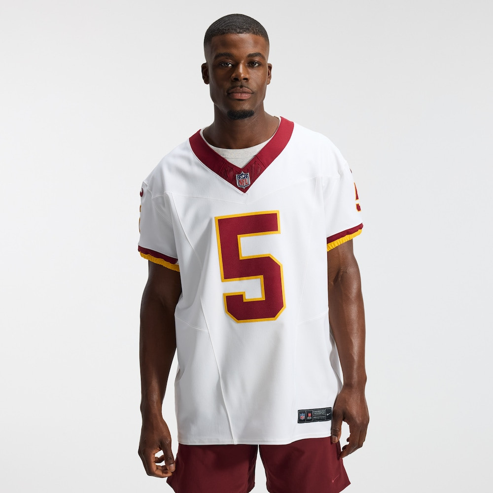 Washington Commanders Merch - Men's Jayden Daniels Alternate 2 Super Bowl Era Vapor F.U.S.E. Elite Jersey, White - Great Football Gifts