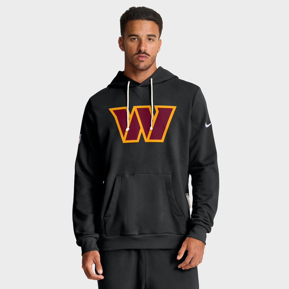 Washington Commanders Merch - Men's Sideline Standard Issue Initial Home Dri-FIT Hoodie, Black - Football Fan Present Ideas
