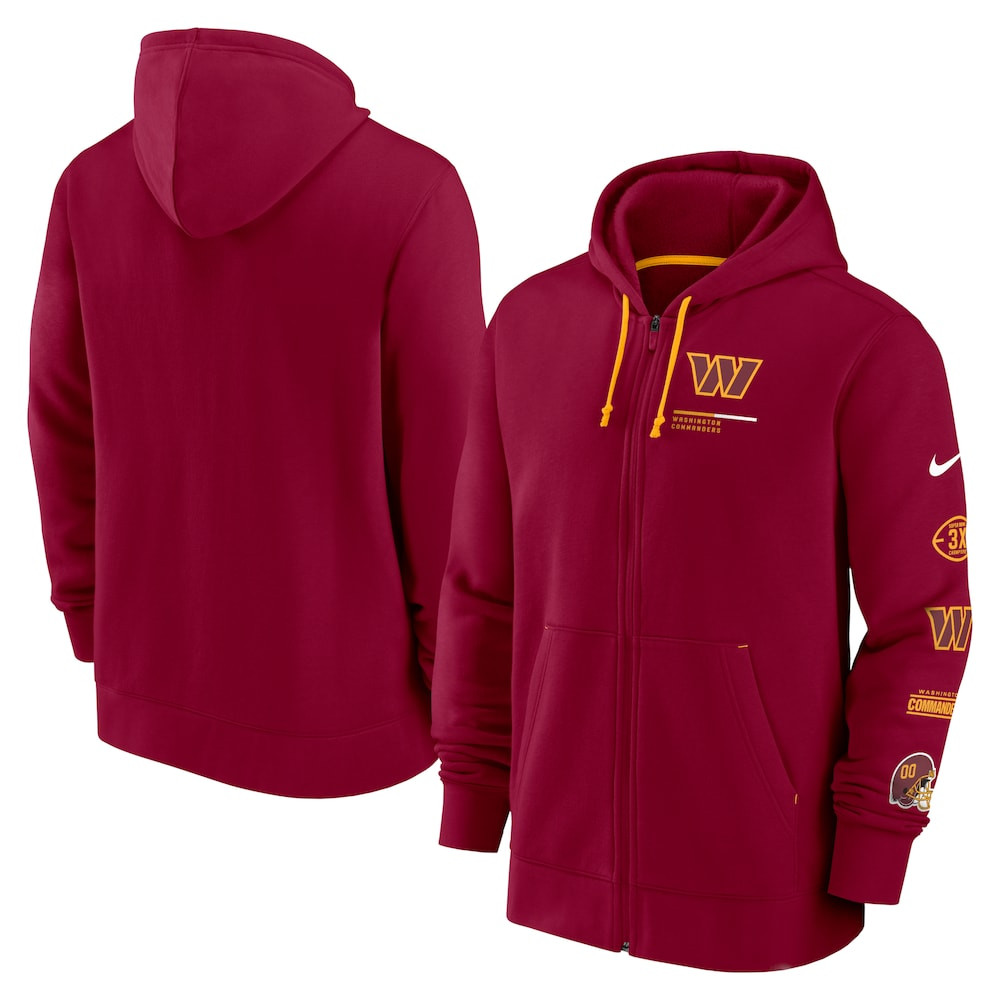 Washington Commanders Merch - Men's Surrey Full-Zip Hoodie, Burgundy - Great Football Gifts