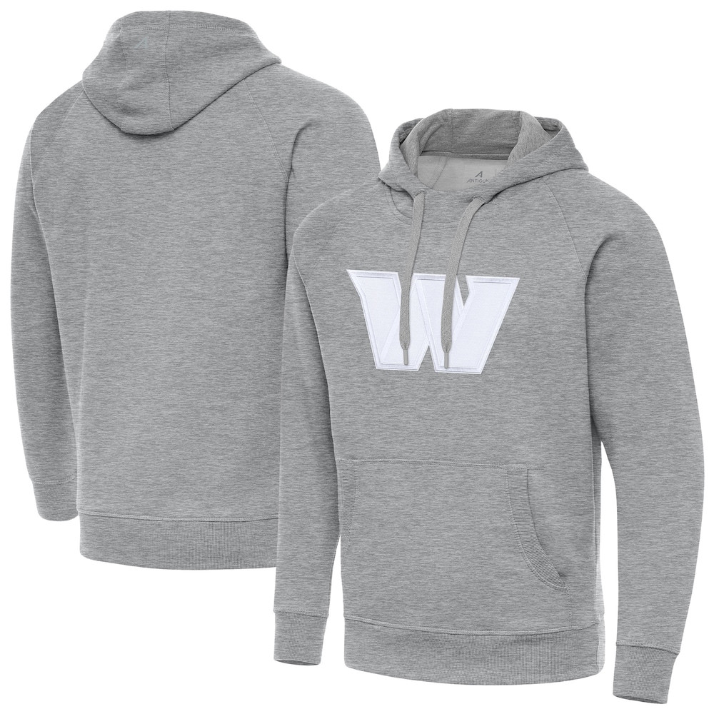 Washington Commanders Merch - Men's Victory Pullover Hoodie, Heather Gray - Antigua - Football Gift Idea