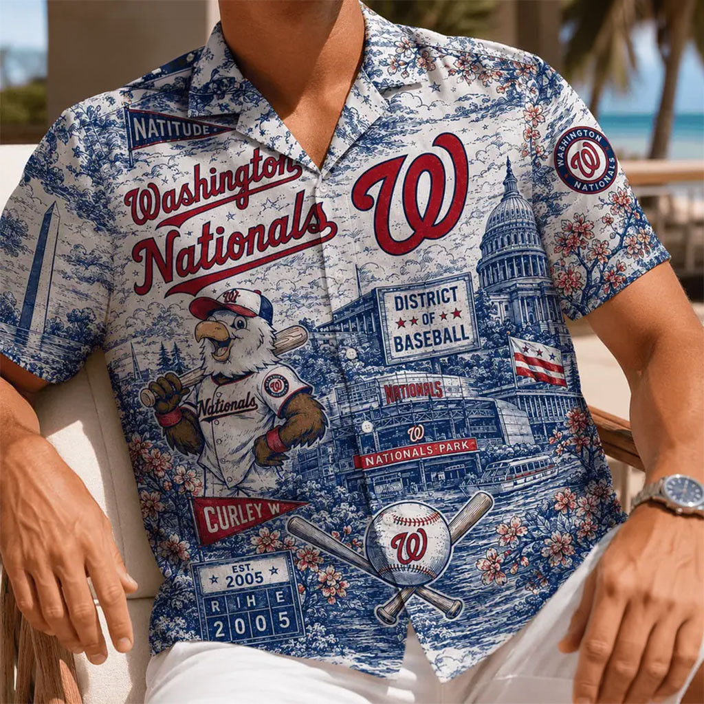 Washington Nationals Vintage Tropical Hawaiian Shirt Nationals Merch Baseball Fan Gear