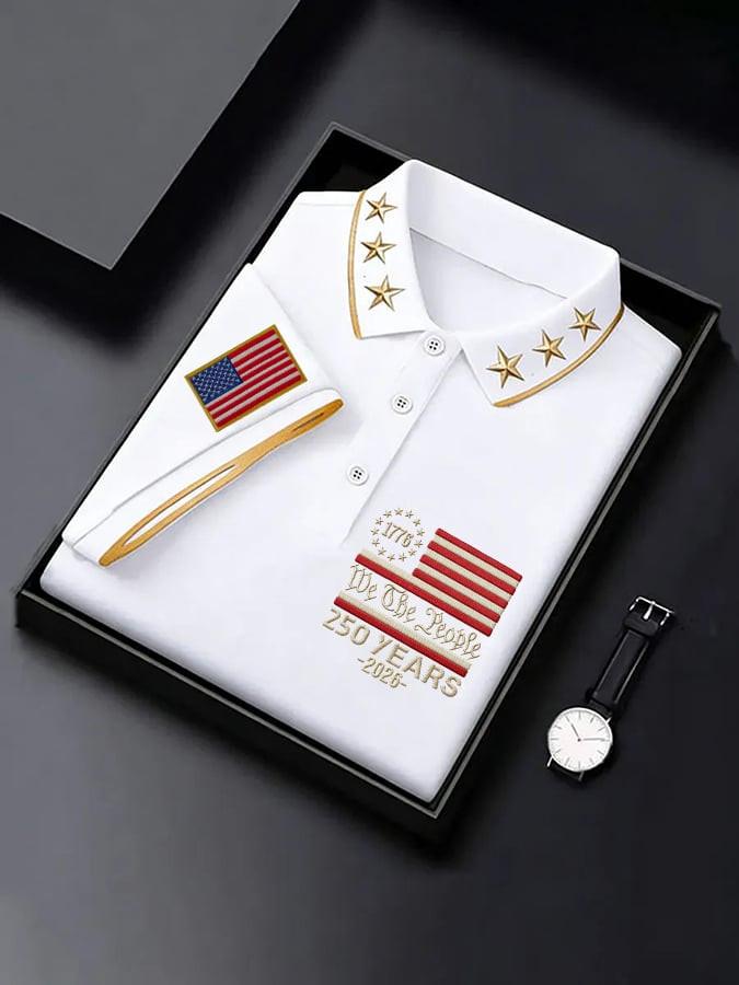 We The People 1776 2026 America 250th Anniversary Polo Shirt US Patriot Clothing Dad Gifts