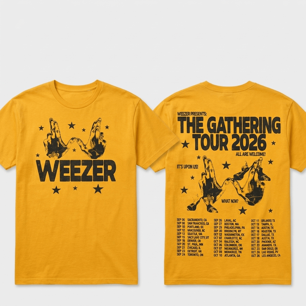 Weezer Merch The Gathering North America Tour 2026 Logo Tour Dates Hoodie Gift For Music Fans - Image 3