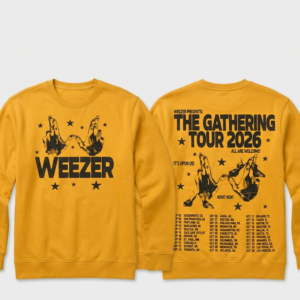 Weezer Merch The Gathering North America Tour 2026 Logo Tour Dates Hoodie Gift For Music Fans - Image 4