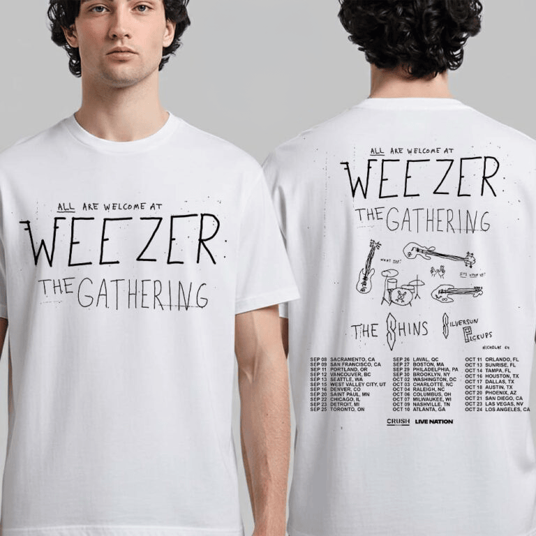 Weezer The Gathering Tour 2026 North America City Dates T-Shirt Weezer Merch Rock Lovers Gifts