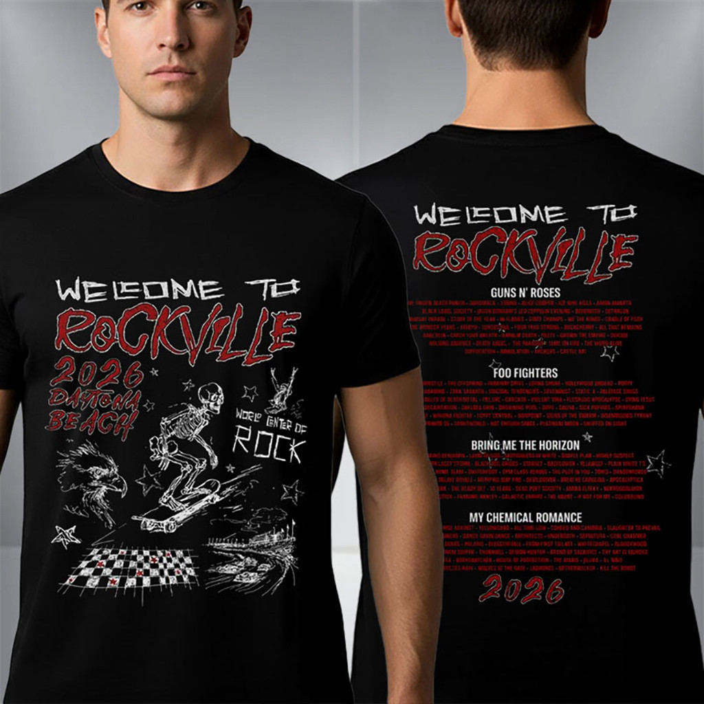 Welcome To Rockville 2026 Festival Merch Rockville Doodle World Center Of Rock 2026 Daytona Beach T-Shirt