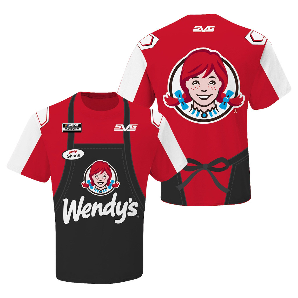 Wendys Merch 2026 Shane Van Gisbergen Trackhouse Racing Team Red Wendy's T-Shirt NASCAR Fan Gifts