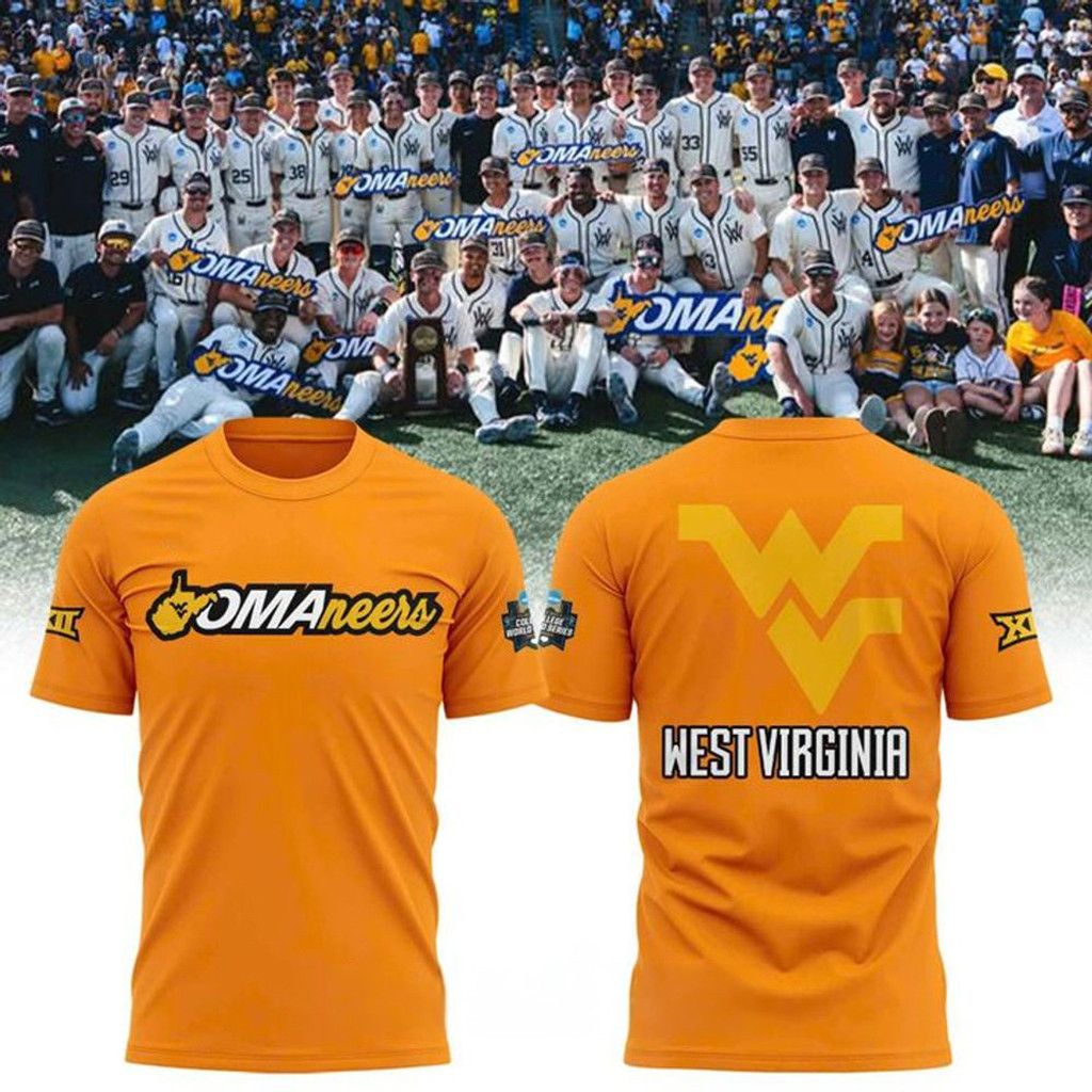West Virginia Mountaineers 2026 Baseball Men’s College World Series Omaneers T-Shirt Orange