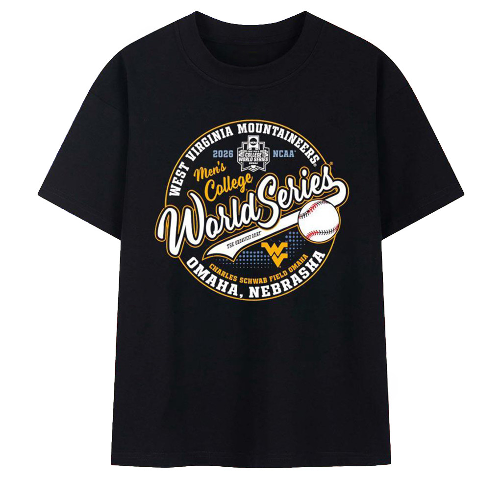 West Virginia Mountaineers 2026 College World Series Omaha Nebraska Logo T-Shirt Fan Merch