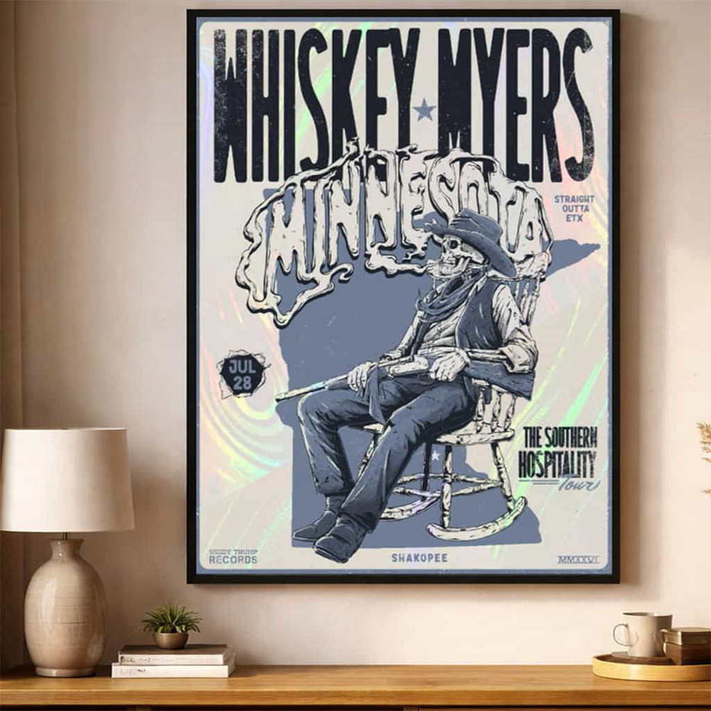 Whiskey Myers Minnesota 2026 The Southern Hospitality Tour 2026 Poster Whiskey Myers Merch