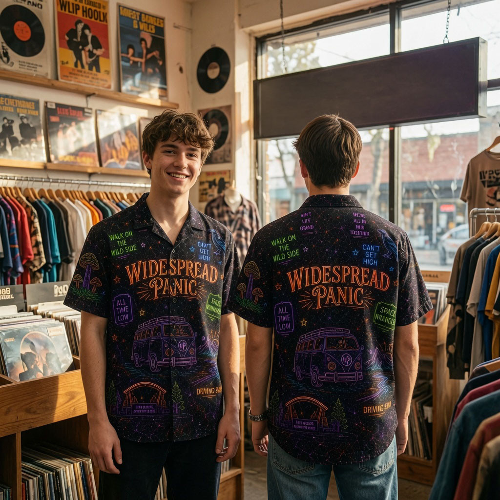 Widespread Panic Neon Retro Jam Band Psychedelic Rock Summer Hawaiian Shirt Widespread Merch