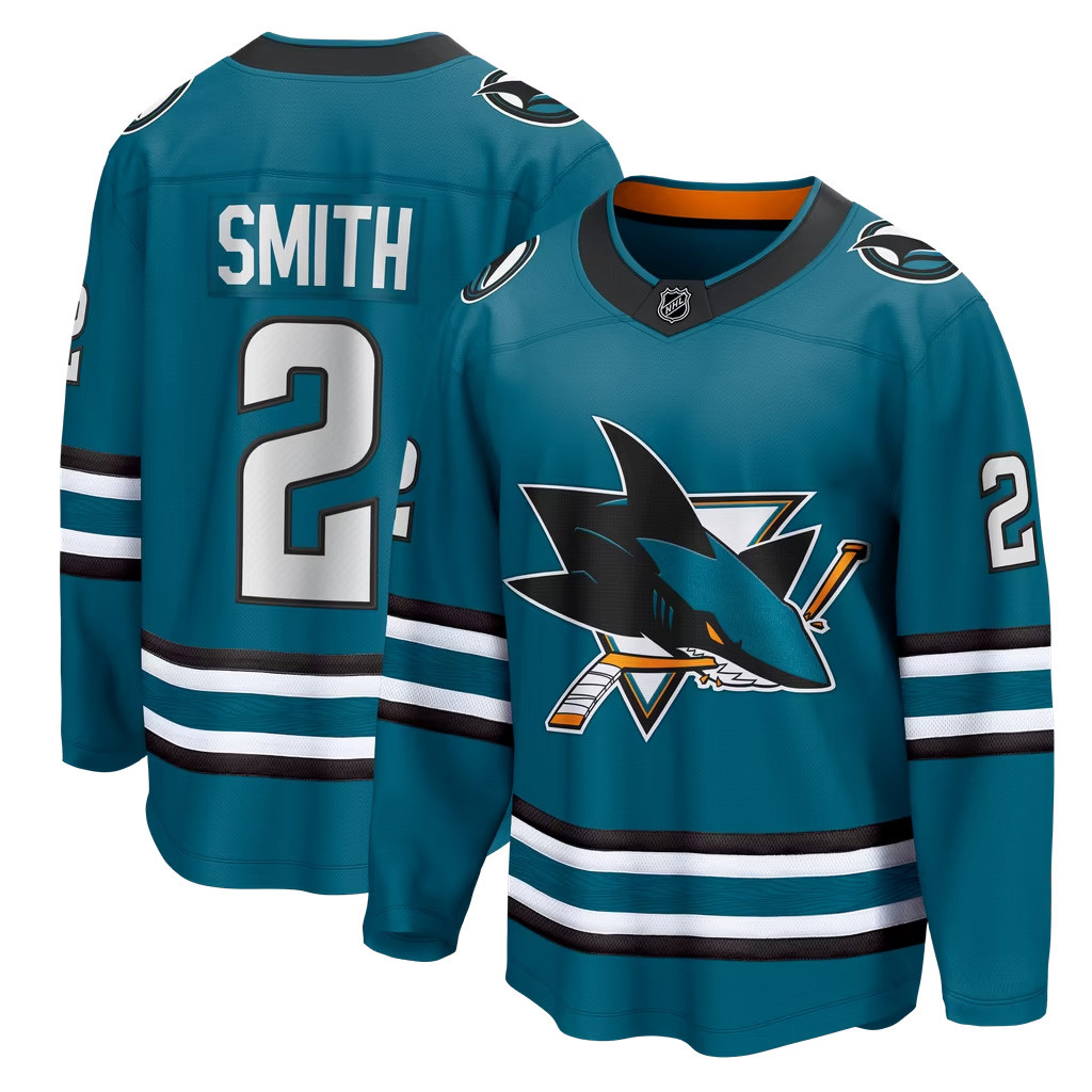 Will Smith Jersey Shirt 2026 San Jose Sharks Merch #2 SJ Sharks Home Breakaway Hockey Jersey