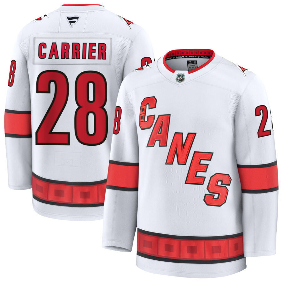 William Carrier Carolina Hurricanes 2025 Away Jersey - White 1 William Carrier Carolina Hurricanes 2025 Away Jersey - White