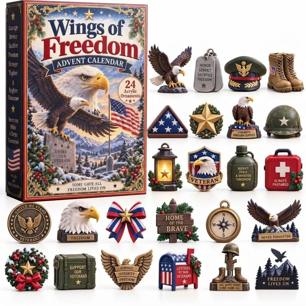 Wings of Freedom Christmas Advent Calendar Eagle Xmas Ornaments Countdown Box Patriotic Gifts