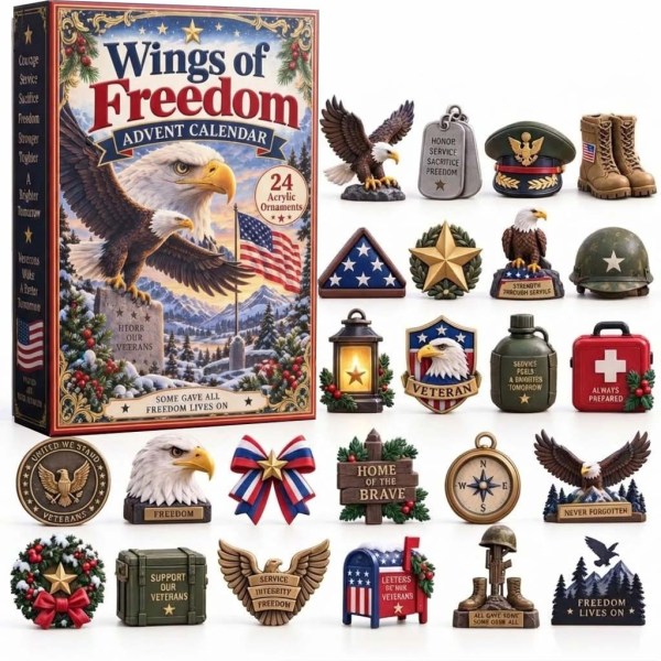 Wings of Freedom Christmas Advent Calendar Eagle Xmas Ornaments Countdown Box Patriotic Gifts - Image 2