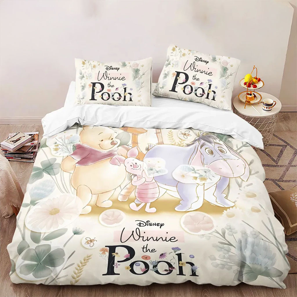 Winnie The Pooh 100th Anniversary Floral Bedding Set Cute Cartoon Winnie The Pooh Merch
