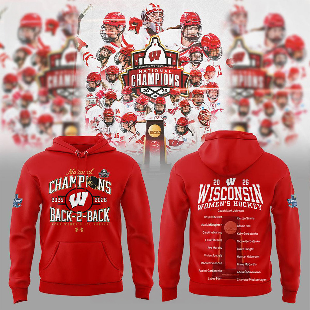 Wisconsin Badgers Back 2 Back National Champions Women’s Hockey Hoodie Badgers Merch For Fan