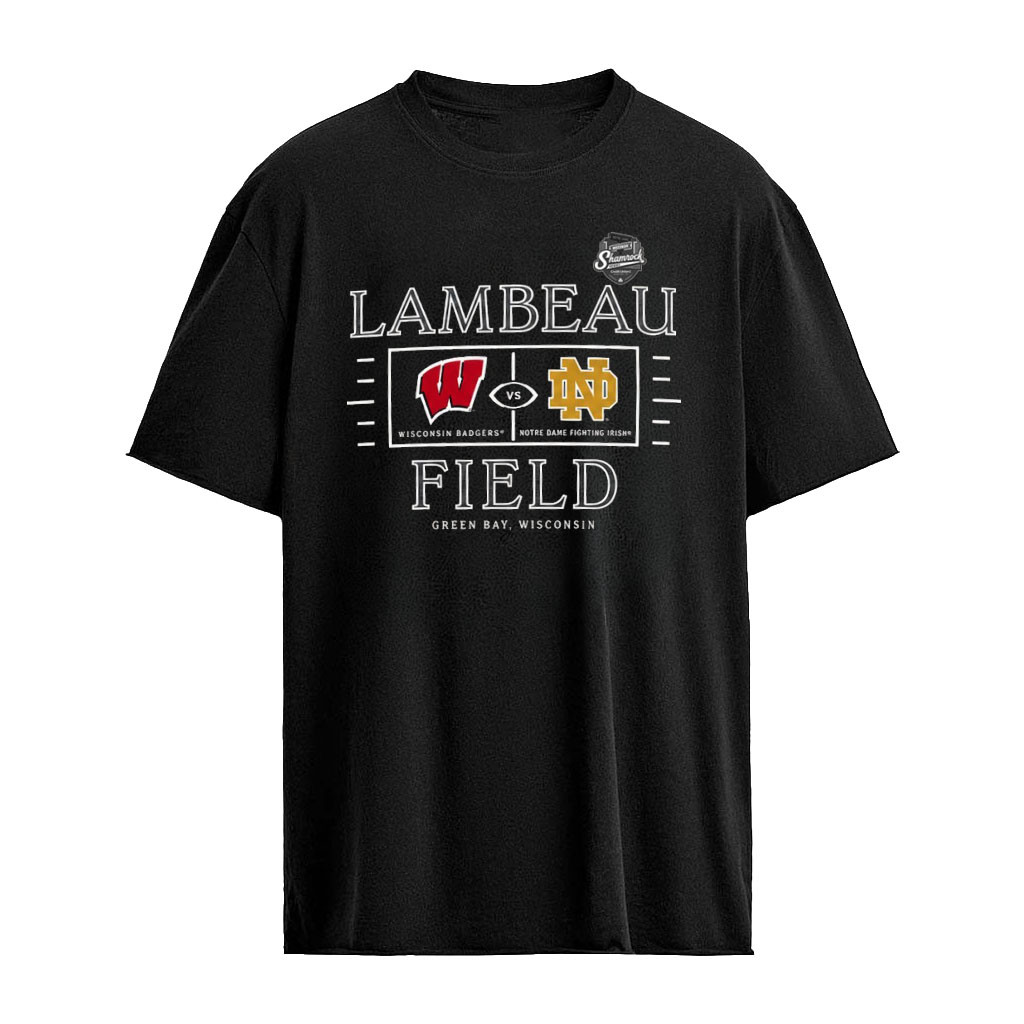 Wisconsin vs Notre Dame Football 2026 Shamrock Series Lambeau Box Match-Up Icon T-Shirt