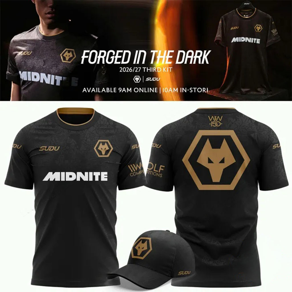 Wolverhampton Wanderers 2026 27 Third Kit Forged In The Dark Football Jersey Wanderers Merch