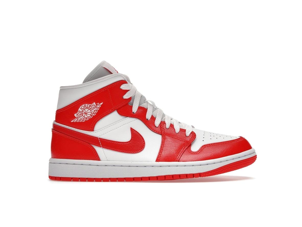Women's Air Jordan 1 Mid Syracuse White Habanero Red Sneakers - BQ6472-116