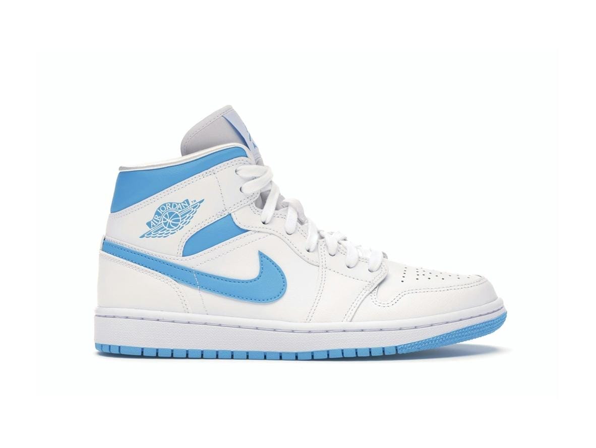 Women's Air Jordan 1 Mid UNC White/Dark Powder Blue Sneaker Style BQ6472-114