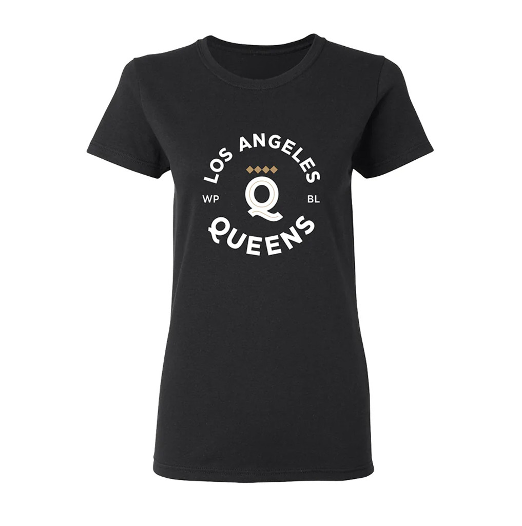 Women's Pro Baseball League Merch WPBL 2026 Los Angeles Queens Roundel Shirt Fan Apparel Black
