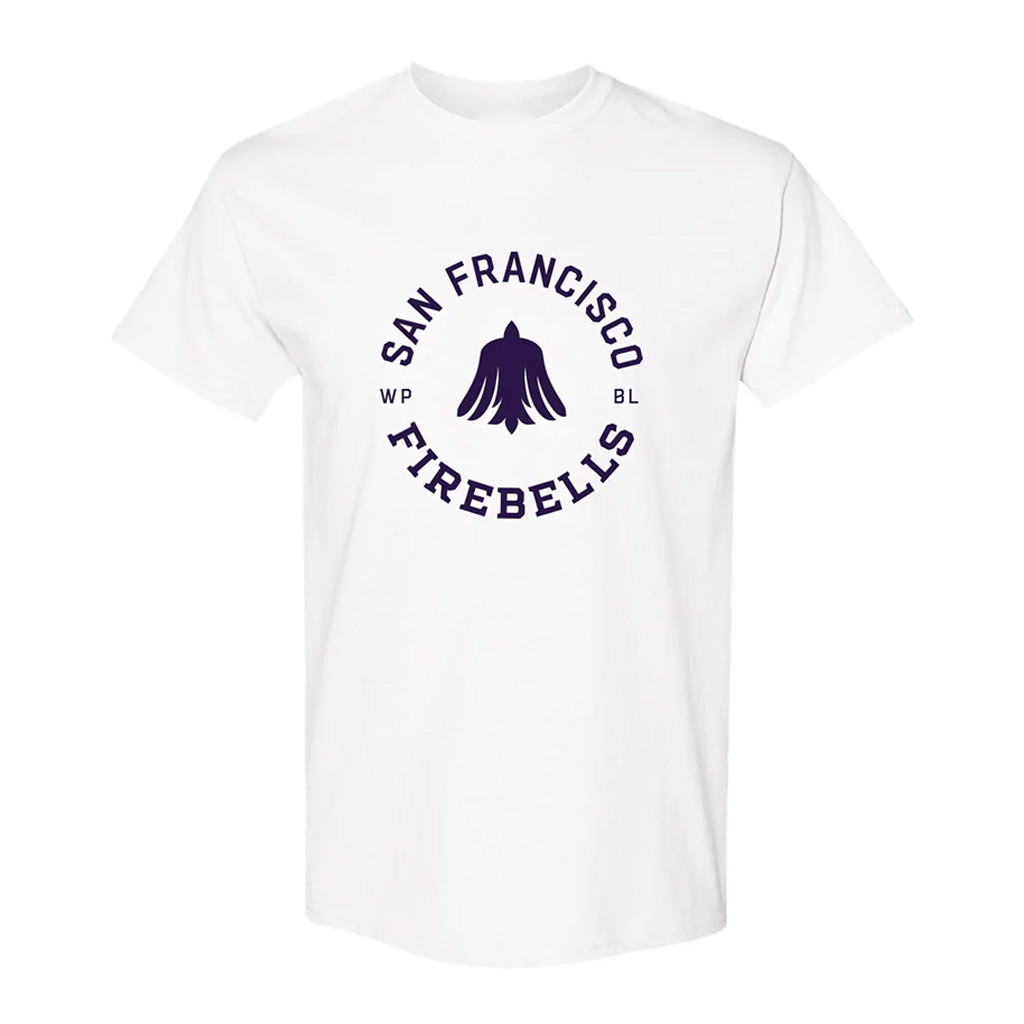 Women's Pro Baseball League Merch WPBL 2026 San Francisco Firebells Roundel T-Shirt White