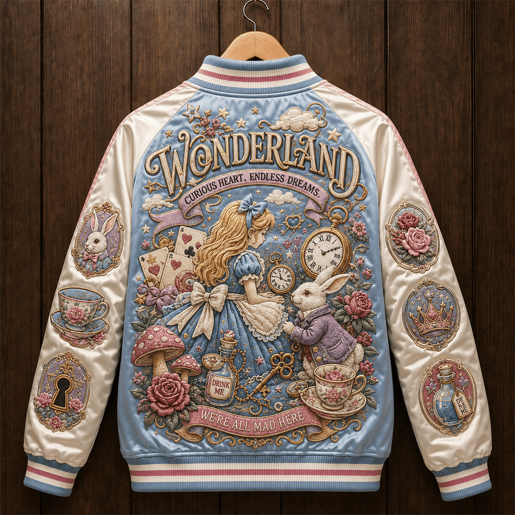 Wonderland We're All Mad Here Jacket Easter Day Apparel Gifts For Girlfriend