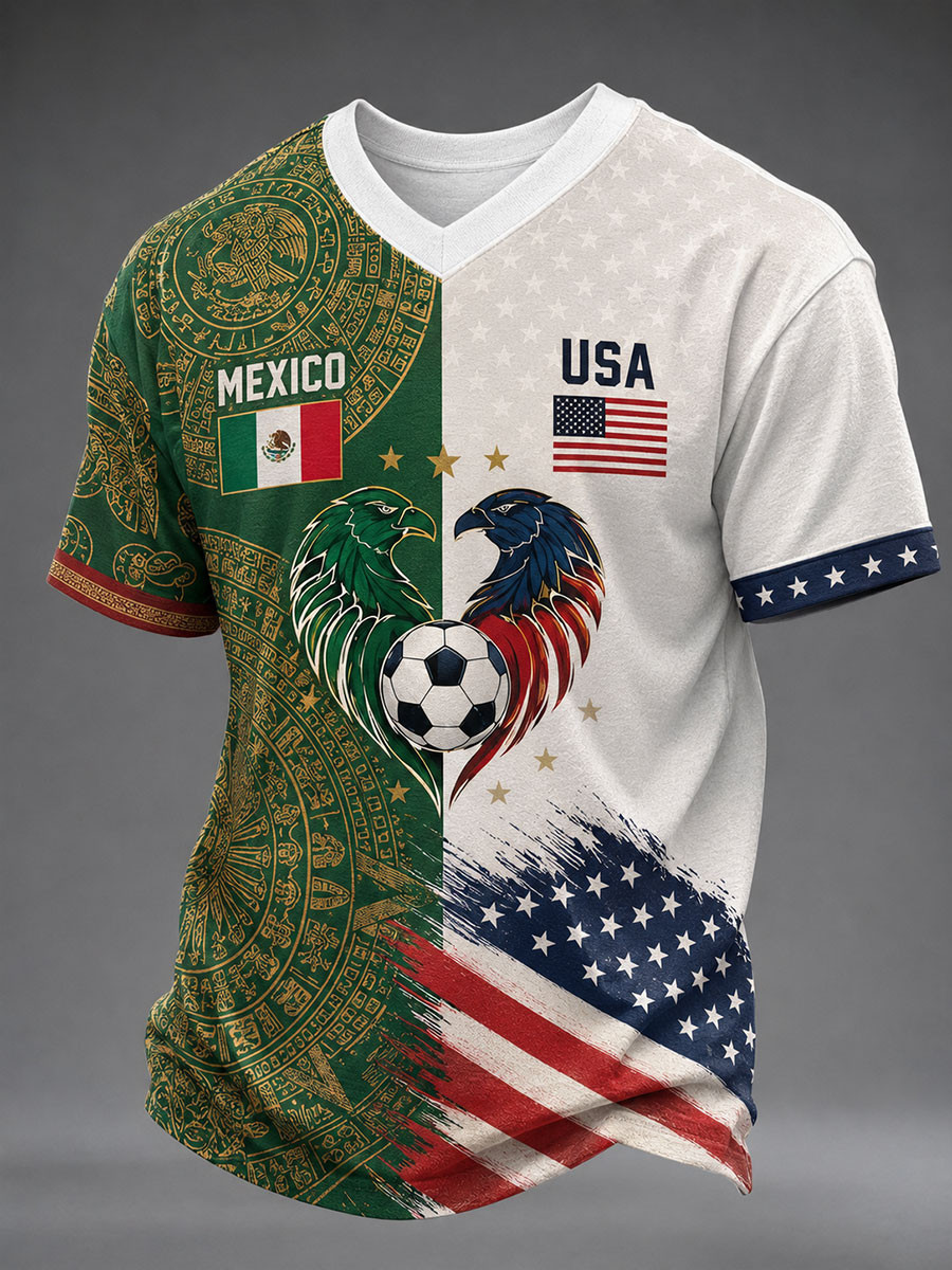 World Cup 2026 Merch Mexico USA Two Tone National Flag Jersey Gift For WC Lovers