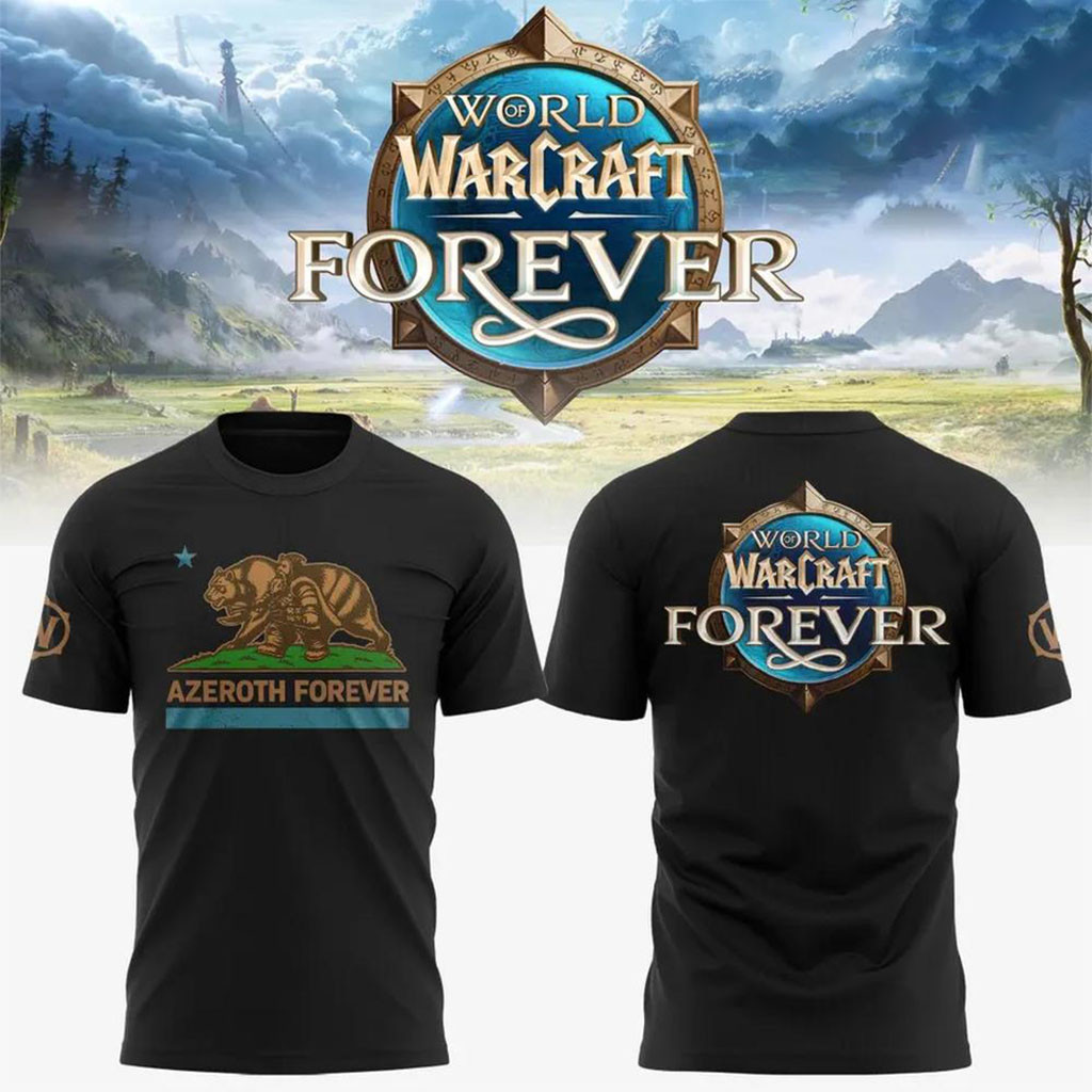 World Of Warcraft Merch Azeroth Forever T-Shirt Epic Fantasy Gaming Apparel Gifts For WoW Fans